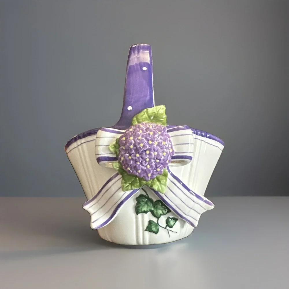 Bella Casa by Ganz Decorative Basket Floral Bow Handles Oval 8